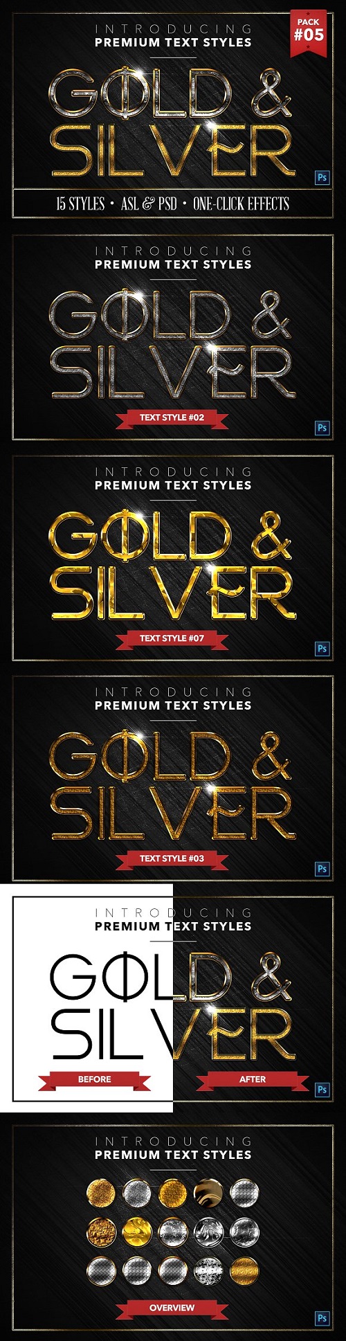Gold & Silver #5 - 15 Text Styles