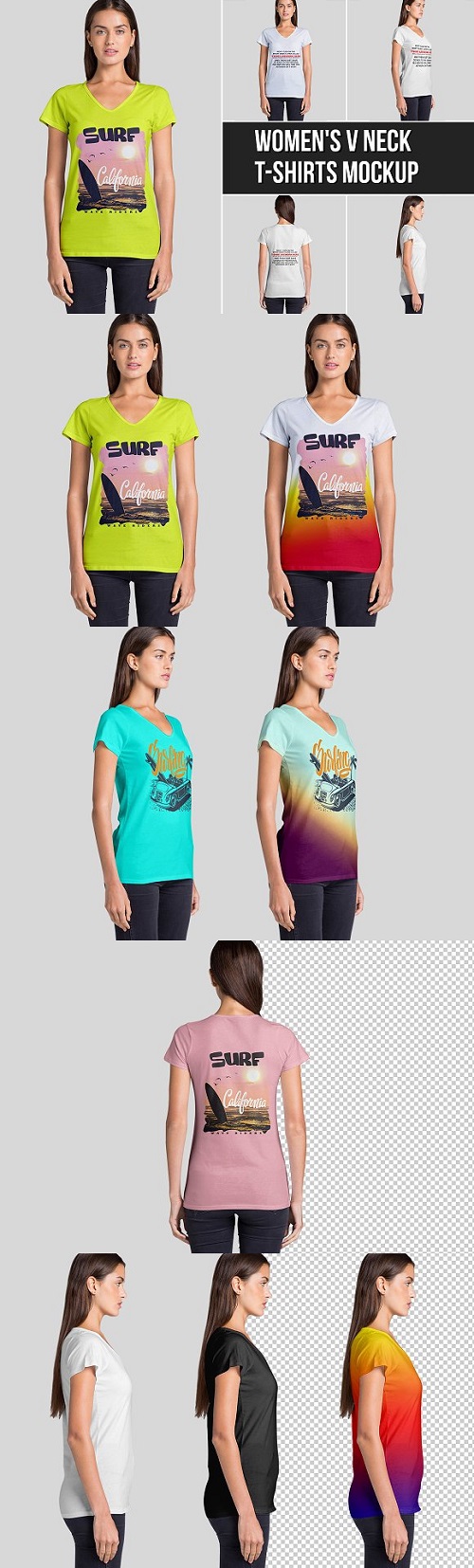 Women's V Neck T-Shirts Mockup 1414587