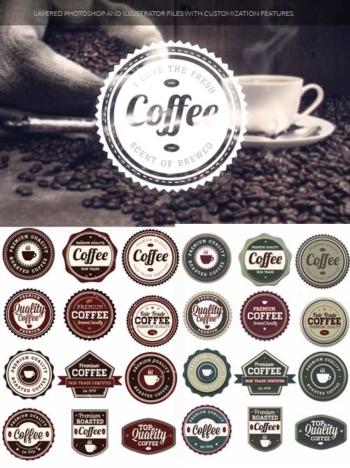 Superpremium badges bundle - Coffee set 1