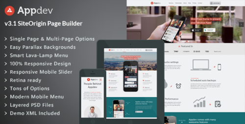 Nulled Appdev v3.6 - Mobile App Showcase WordPress Theme product graphic
