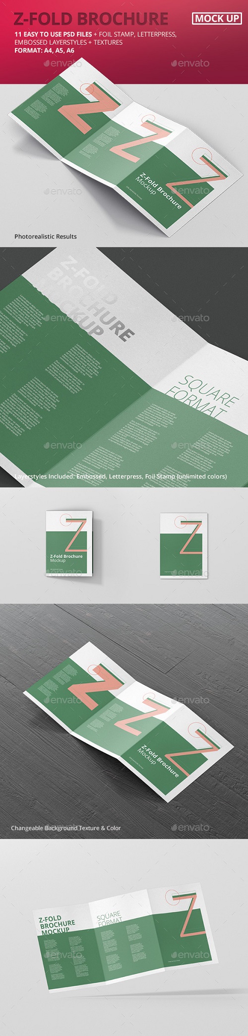 Z-Fold Brochure Mockup - Din A4 A5 A6 - 19972252