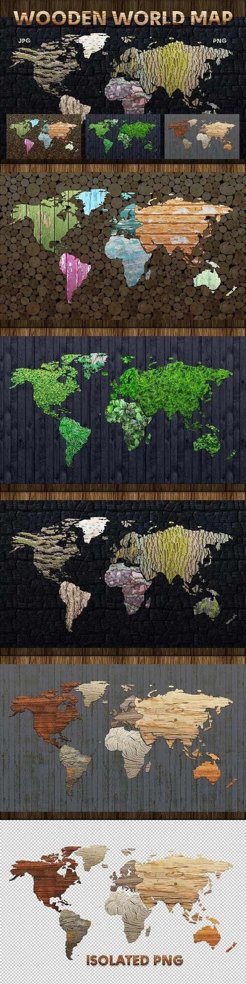 Wooden World Map Extended License 1285039