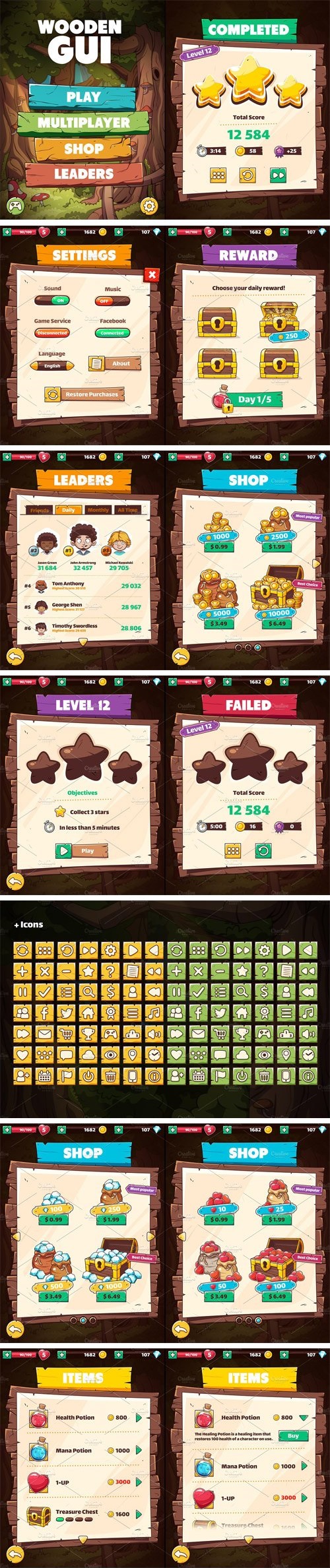 Wooden GUI for Mobile Game - 1527825