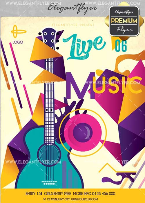Live Music V15 Flyer PSD Template + Facebook Cover