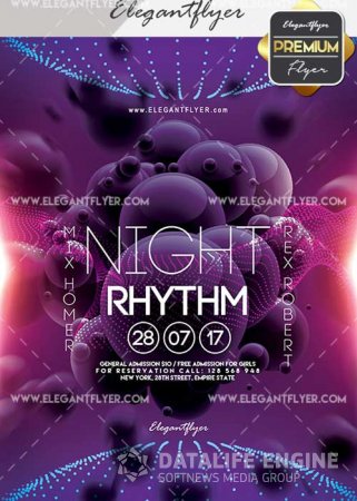 Night Rhythm V2 Flyer PSD Template + Facebook Cover
