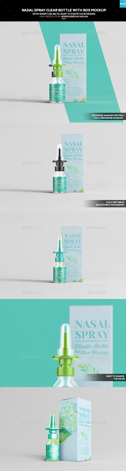 Nasal Spray Clear Bottle With Box Mockup 20250084