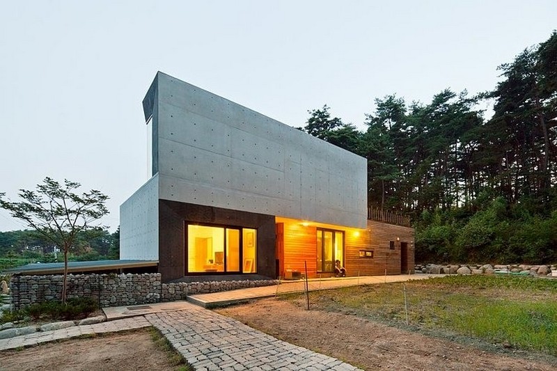 Современный загородный дом в минималистском стиле, южная корея