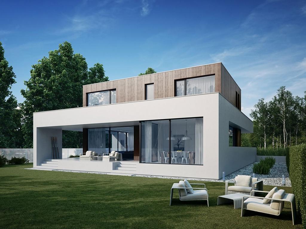 Современный белый дом в форме куба wooden cube – притягательная красота минимализма