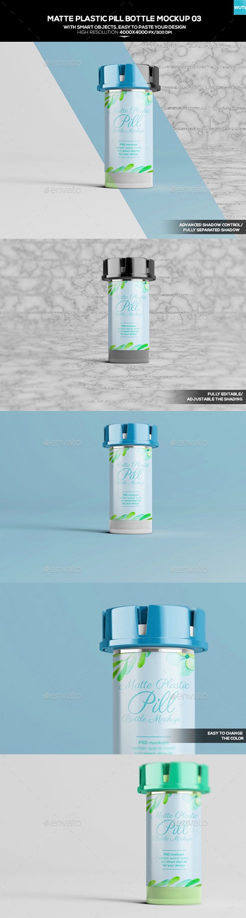 Matte Plastic Pill Bottle Mockup 03 20276002