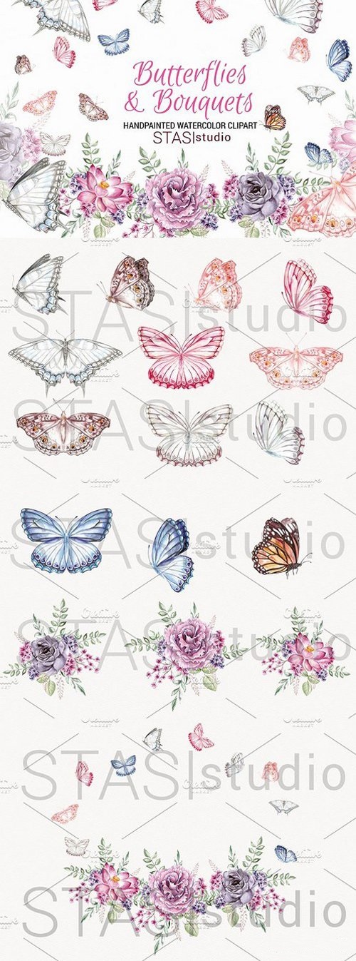 Watercolor Butterflies Clipart 1573215