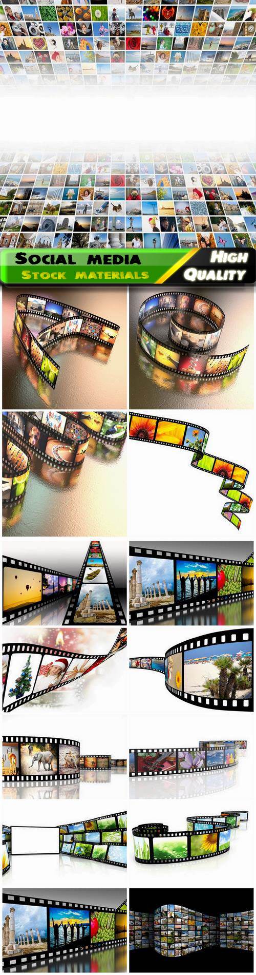 Creative concept multimedia and social media film with frames 16 Jpg