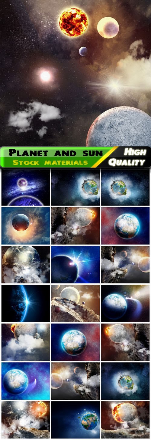 Globe and Earth planet and sun in space 23 HQ Jpg