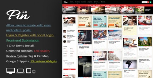 [GET] Nulled Pin v3.4 - Pinterest Style  Personal Masonry Blog cover