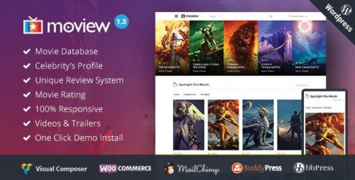 [nulled] Moview v1.3 - Responsive Film Video DB & Review Theme product photo