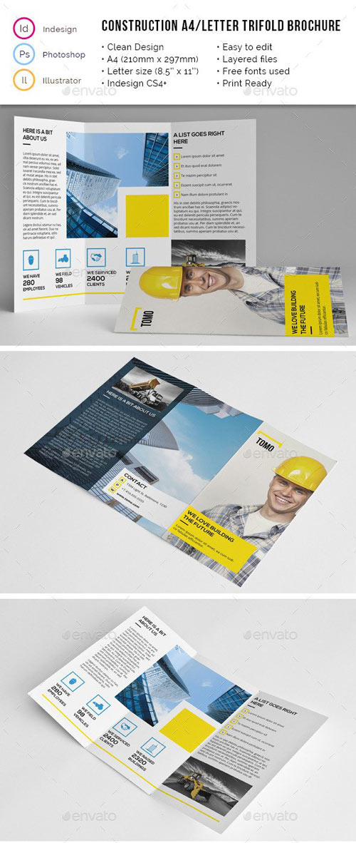 Construction Company A4 Letter Trifold