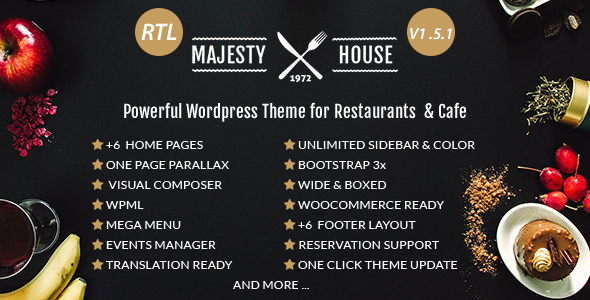 Majesty v1.5.1 - Restaurant WooCommerce WordPress Theme