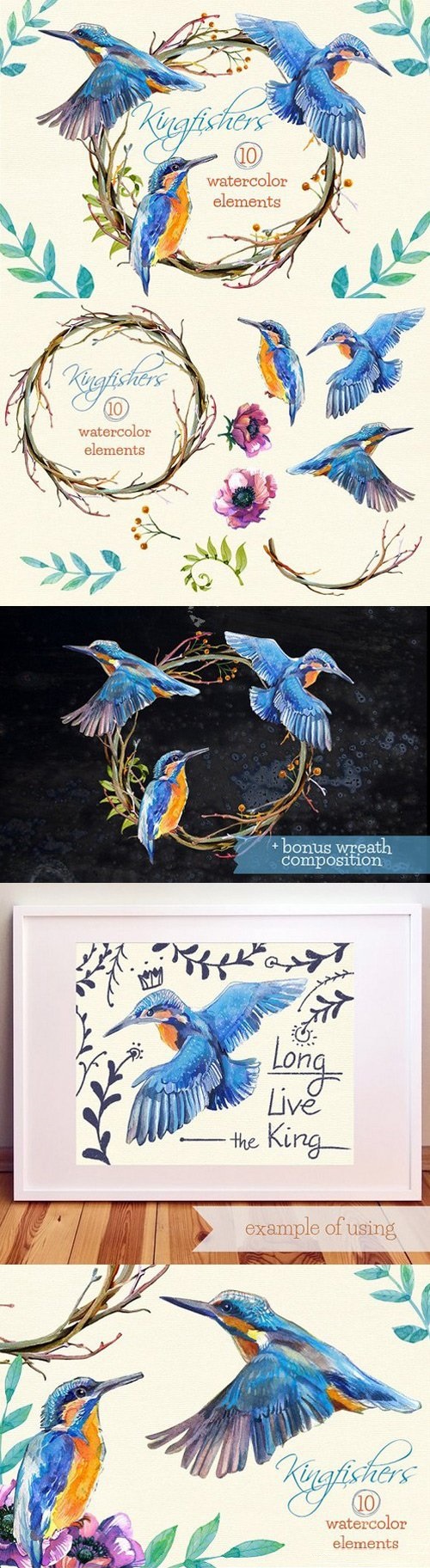 Kingfishers Watercolor Clip Arts -10 1635309