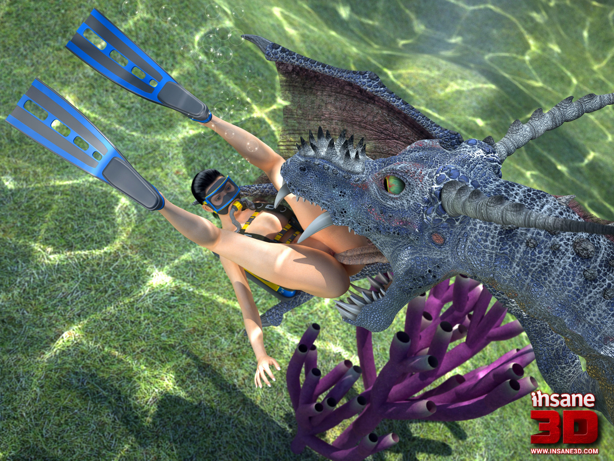Scuba diving babe gets fucked by dragon monster in Insane3D - Horny In The Deep