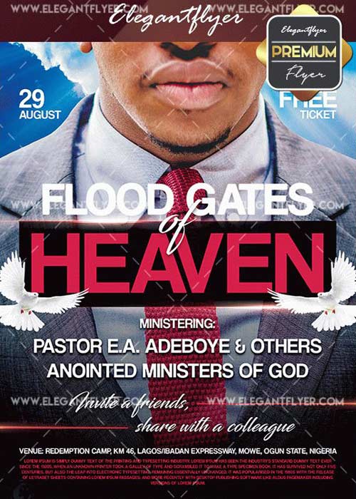Flood Gates Of Heaven V1 Flyer PSD Template + Facebook Cover