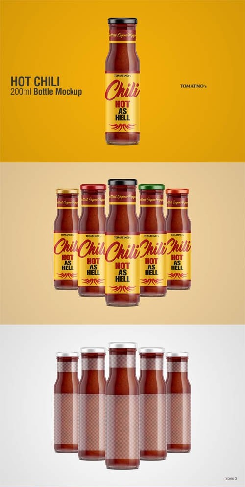 Hot Chili Sauce Bottle Mockup 1717947