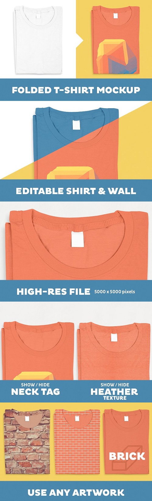 Folded T-Shirt Mockup Template - 233295
