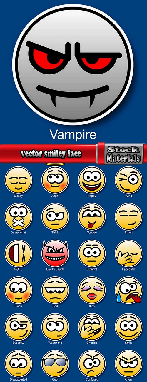 vector smiley face icon emotions 25 EPS
