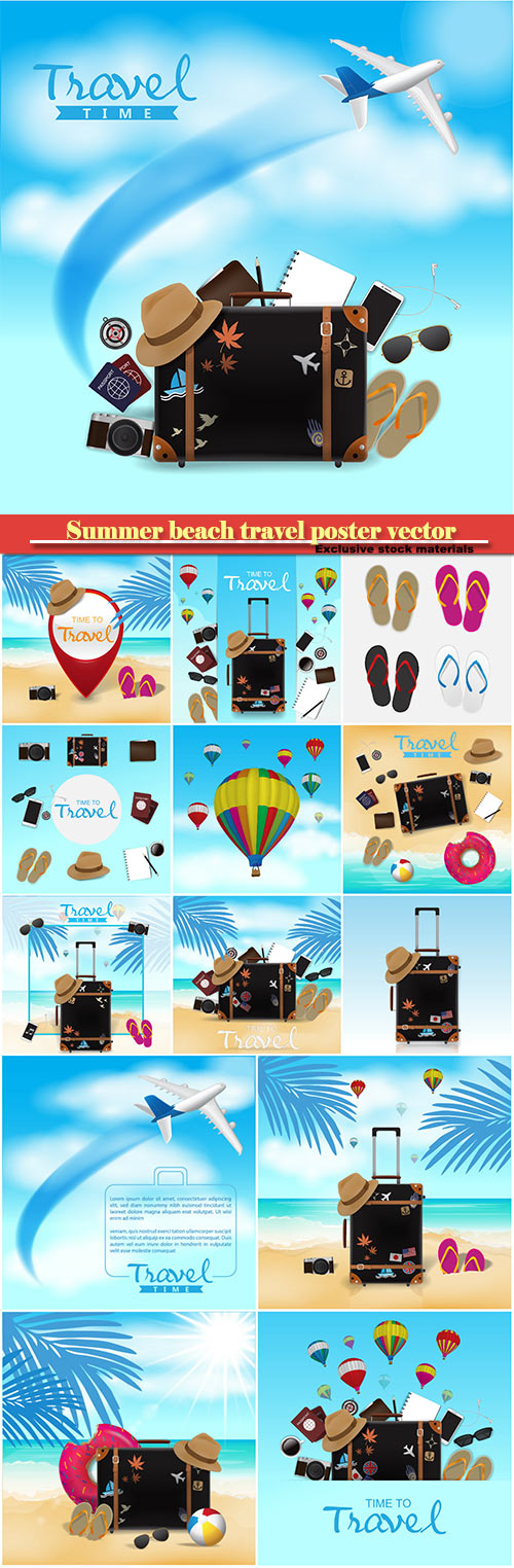 Summer beach travel poster vector