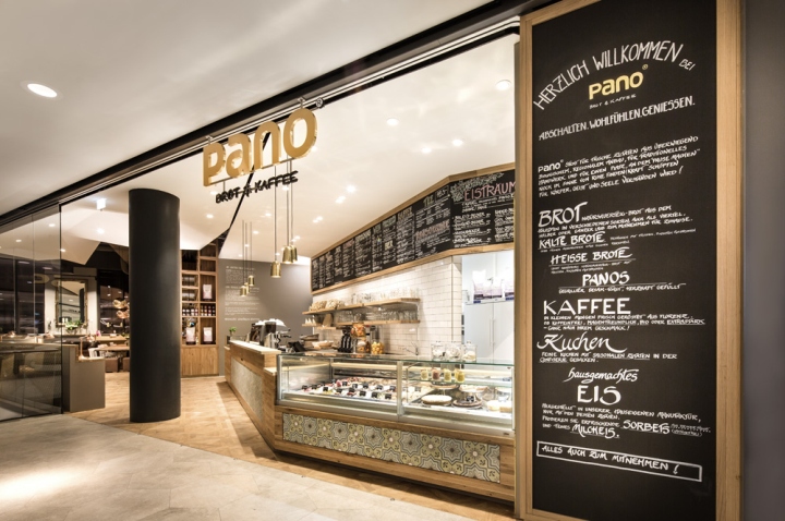 Элегантный интерьер магазина-кафе pano brot #038; kaffee в современном деревенском стиле, штутгарт