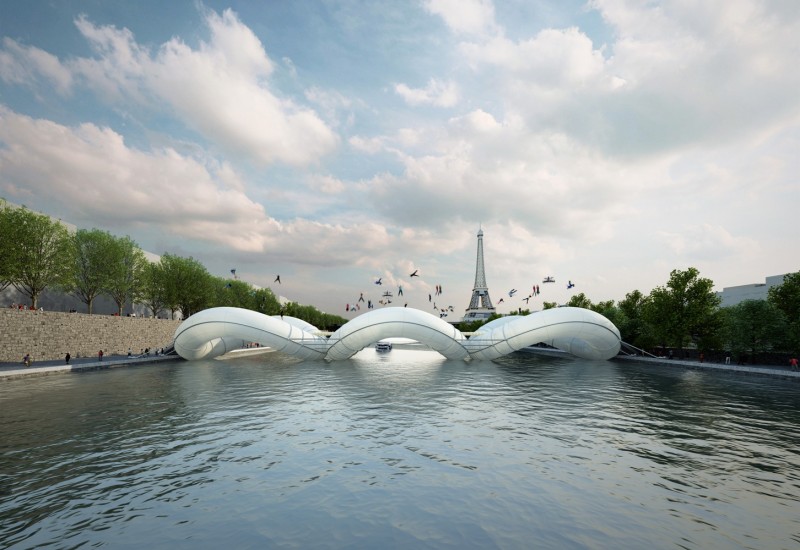 В париже мог появиться интересный мост-батут — к сожалению, проект от atelier zundel cristea не дотянул до первого места