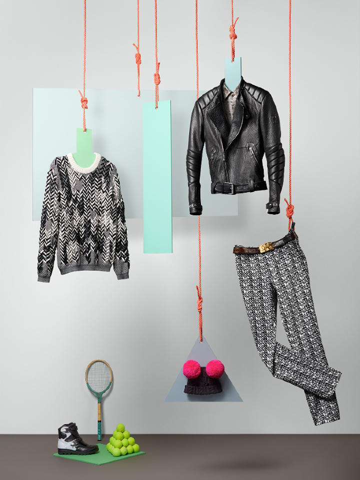 Концептуальное оформление новой коллекции одежды в модном магазине bfc #038; gq