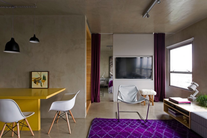 Симфония серого цвета – стильный дизайн интерьера небольшой квартиры с яркими акцентами от автора diego revollo
