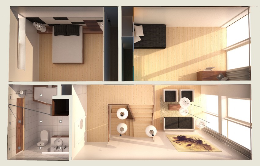 Восхитительный проект дома на мастерских визуализациях симонаса петраусакаса, германия