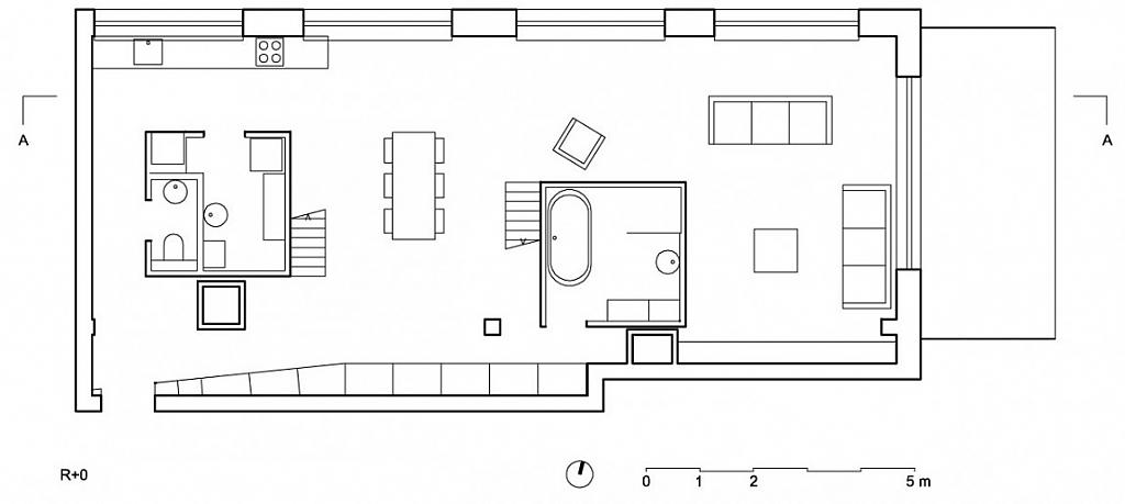 Экспериментальный интерьер гостиной лофт-квартиры – великолепный результат при минимуме материалов, брюссель, бельгия