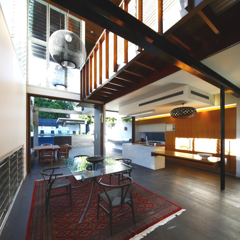 Скромная городская обитель gibbon street house с бассейном от студии shaun lockyer architects, брисбен, австралия