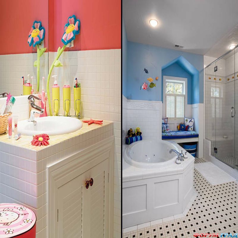 Интересные идеи декора для детской ванной: используем простые цвета и весёлые украшения