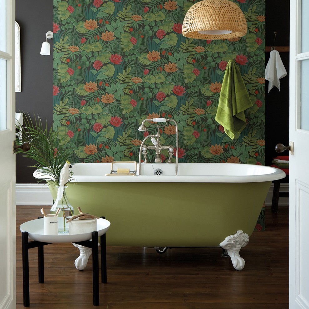 Интерьер ванной в зелёных тонах: свежесть молодой листвы