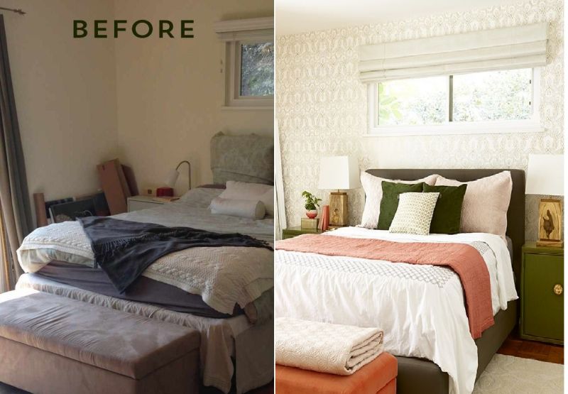 До и после: редизайн спальной комнаты с коралловыми акцентами