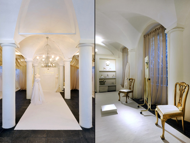 Роскошный дизайн интерьера свадебного салона mariage vergalli в классическом стиле